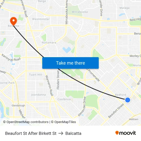 Beaufort St After Birkett St to Balcatta map