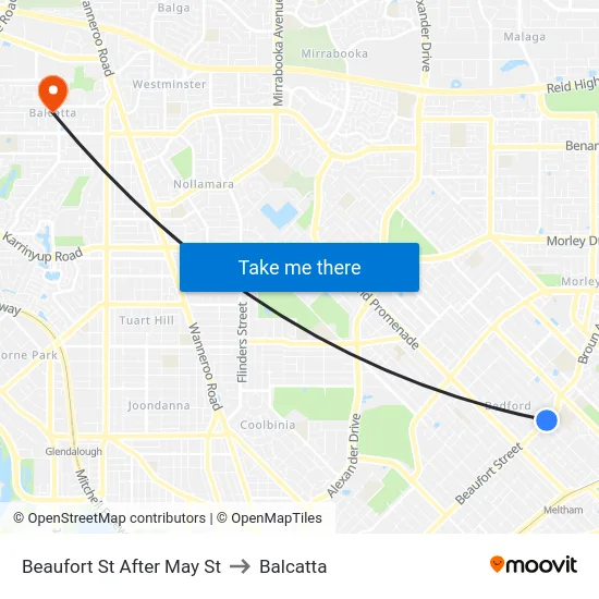 Beaufort St After May St to Balcatta map