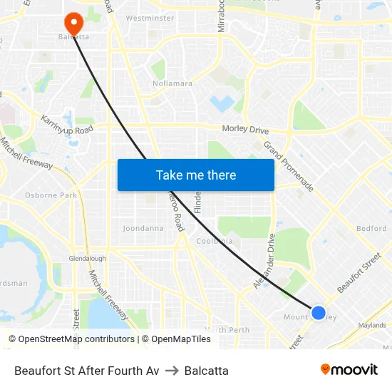 Beaufort St After Fourth Av to Balcatta map