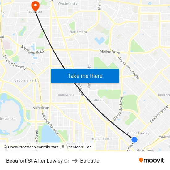 Beaufort St After Lawley Cr to Balcatta map