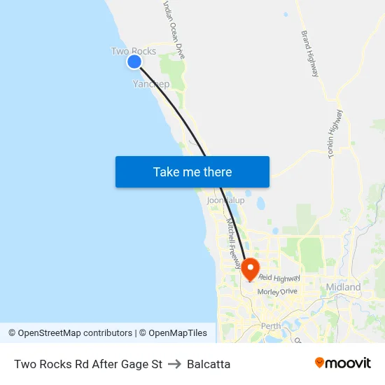 Two Rocks Rd After Gage St to Balcatta map
