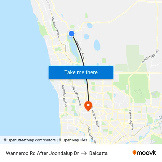 Wanneroo Rd After Joondalup Dr to Balcatta map