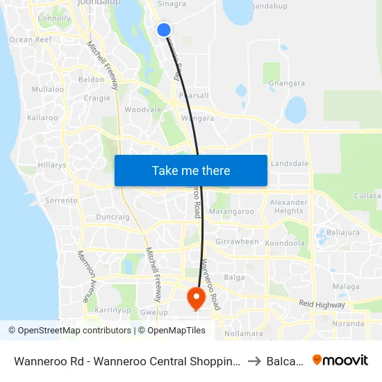 Wanneroo Rd - Wanneroo Central Shopping Ctr to Balcatta map