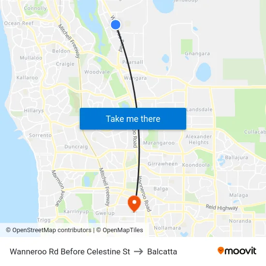 Wanneroo Rd Before Celestine St to Balcatta map