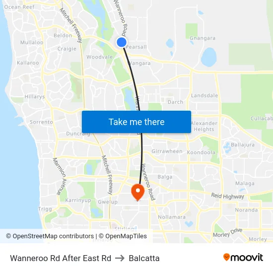 Wanneroo Rd After East Rd to Balcatta map