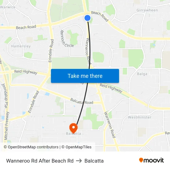 Wanneroo Rd After Beach Rd to Balcatta map