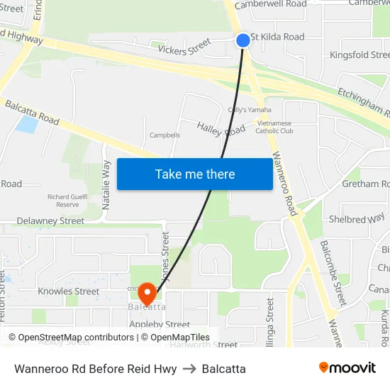 Wanneroo Rd Before Reid Hwy to Balcatta map