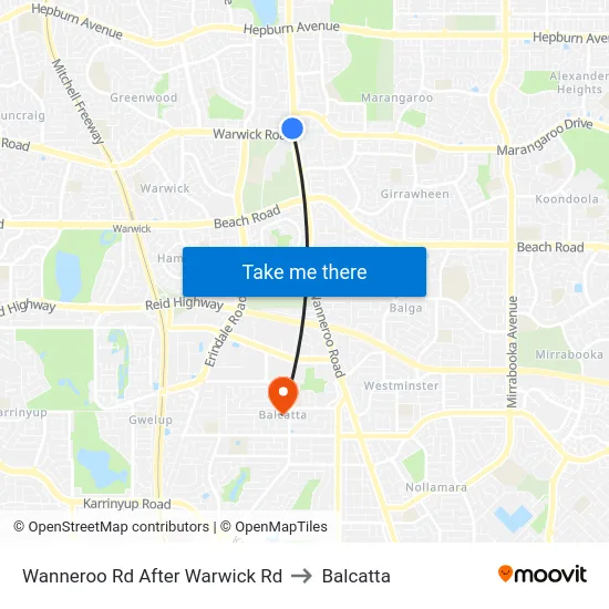 Wanneroo Rd After Warwick Rd to Balcatta map