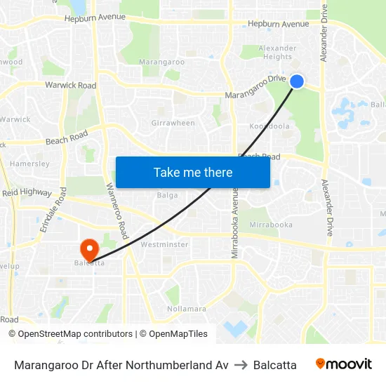 Marangaroo Dr After Northumberland Av to Balcatta map