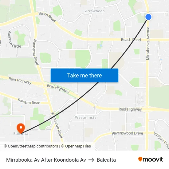 Mirrabooka Av After Koondoola Av to Balcatta map