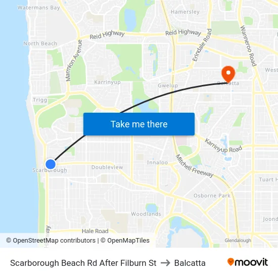 Scarborough Beach Rd After Filburn St to Balcatta map