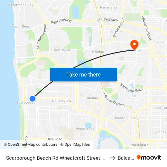 Scarborough Beach Rd Wheatcroft Street Cat Id 22 to Balcatta map