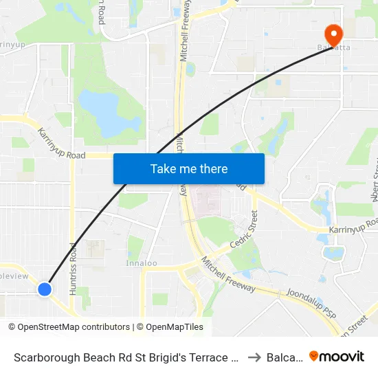Scarborough Beach Rd St Brigid's Terrace Cat Id 29 to Balcatta map