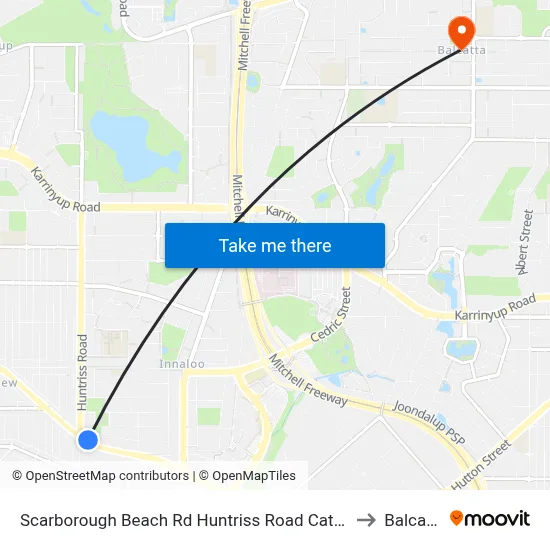 Scarborough Beach Rd Huntriss Road Cat Id 31 to Balcatta map