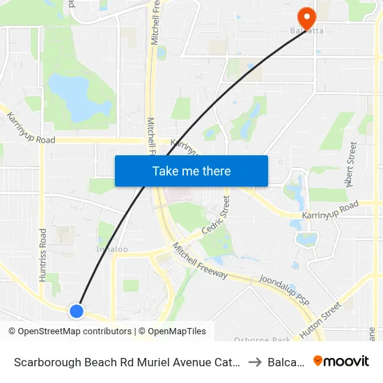 Scarborough Beach Rd Muriel Avenue Cat Id 32 to Balcatta map