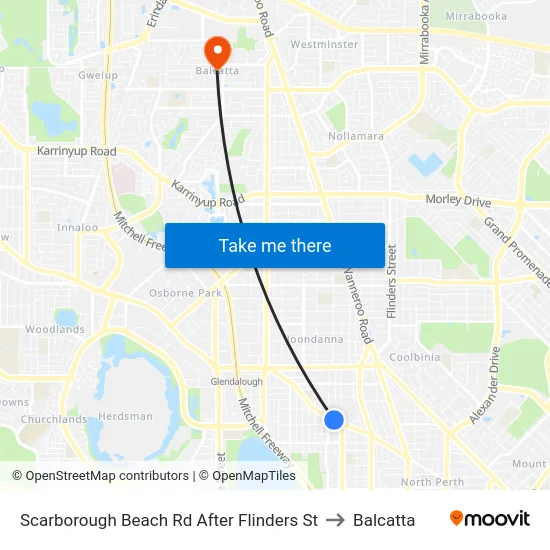 Scarborough Beach Rd After Flinders St to Balcatta map