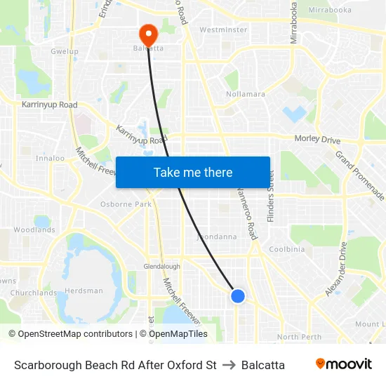 Scarborough Beach Rd After Oxford St to Balcatta map