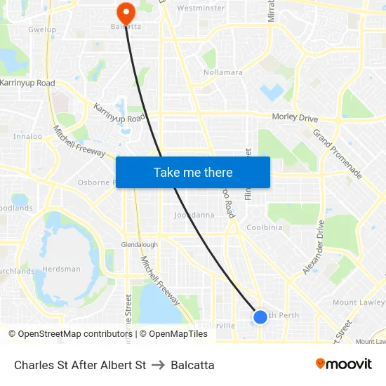 Charles St After Albert St to Balcatta map