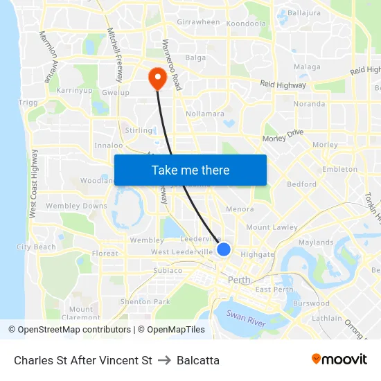 Charles St After Vincent St to Balcatta map