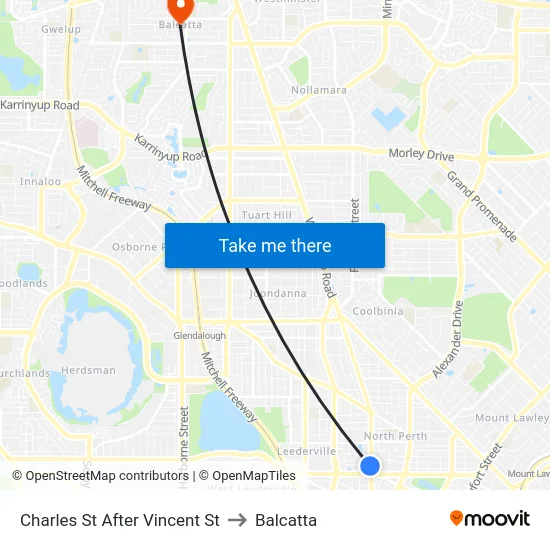 Charles St After Vincent St to Balcatta map