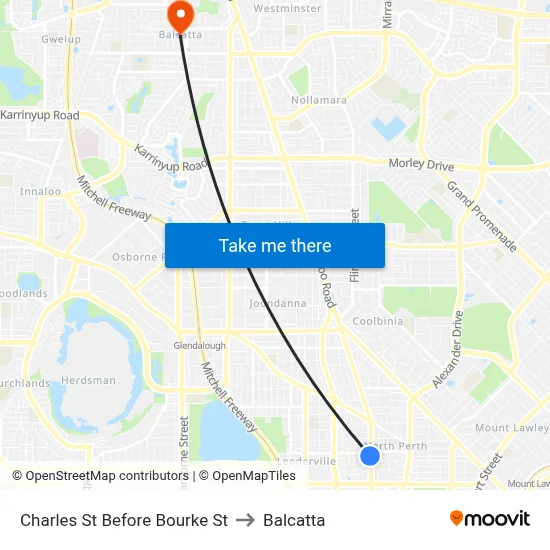 Charles St Before Bourke St to Balcatta map