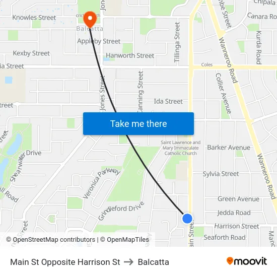 Main St Opposite Harrison St to Balcatta map