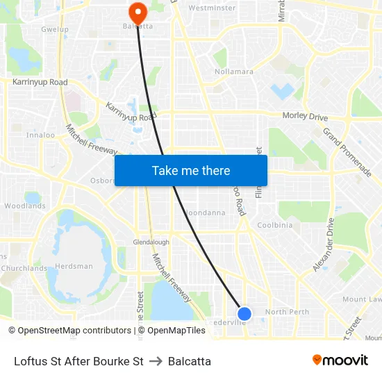 Loftus St After Bourke St to Balcatta map