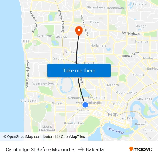 Cambridge St Before Mccourt St to Balcatta map