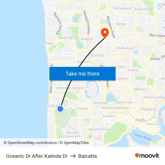 Oceanic Dr After Kalinda Dr to Balcatta map