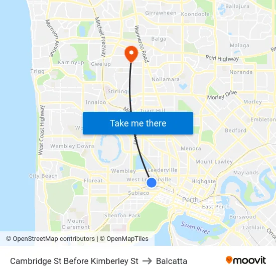 Cambridge St Before Kimberley St to Balcatta map