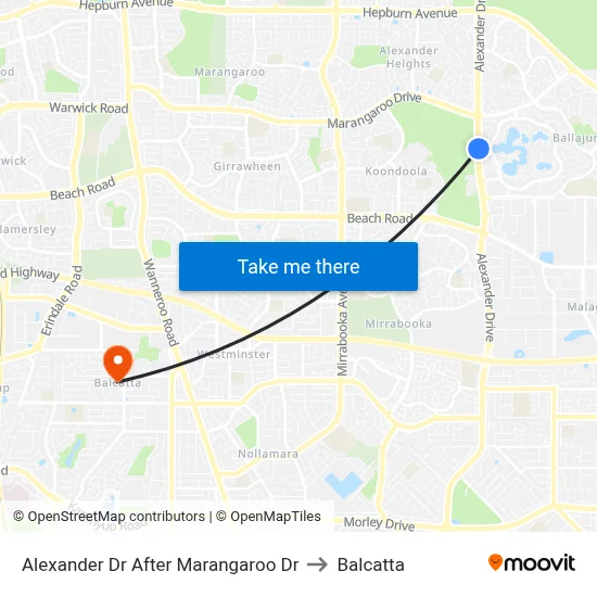 Alexander Dr After Marangaroo Dr to Balcatta map