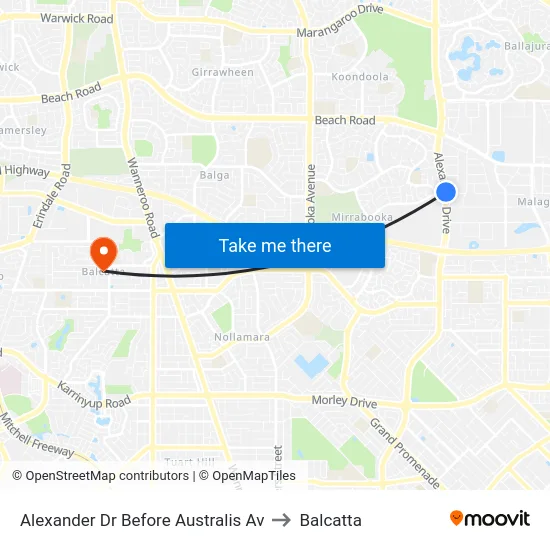 Alexander Dr Before Australis Av to Balcatta map