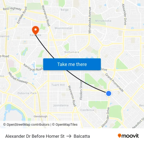 Alexander Dr Before Homer St to Balcatta map