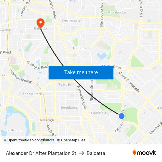 Alexander Dr After Plantation St to Balcatta map