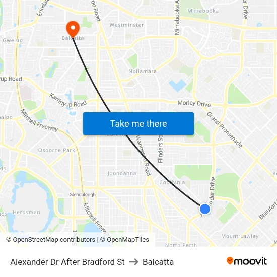 Alexander Dr After Bradford St to Balcatta map