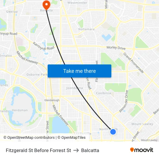 Fitzgerald St Before Forrest St to Balcatta map