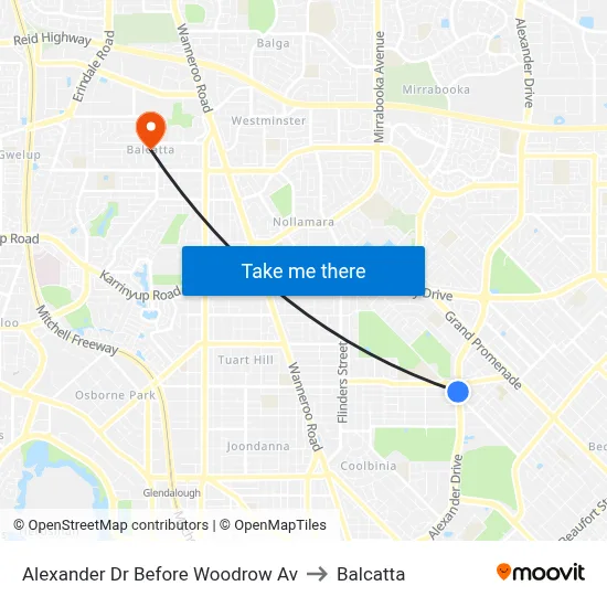 Alexander Dr Before Woodrow Av to Balcatta map
