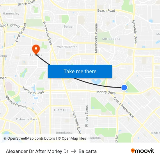 Alexander Dr After Morley Dr to Balcatta map