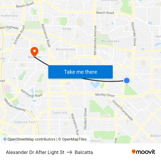 Alexander Dr After Light St to Balcatta map