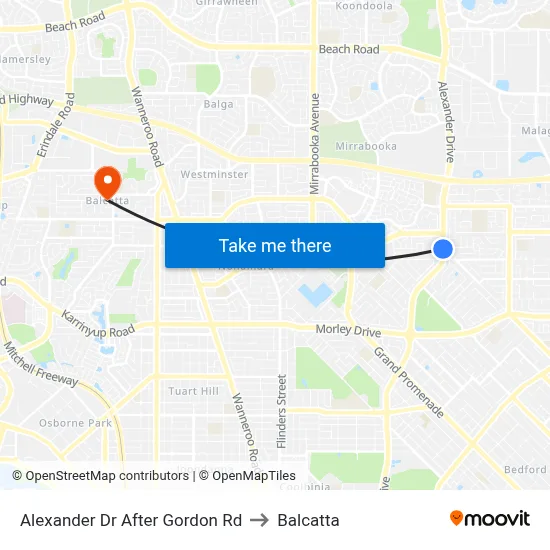 Alexander Dr After Gordon Rd to Balcatta map