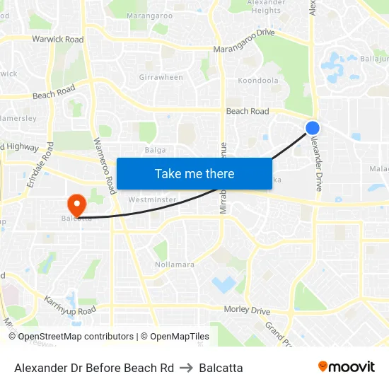 Alexander Dr Before Beach Rd to Balcatta map