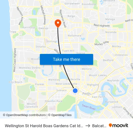 Wellington St Harold Boas Gardens Cat Id 41 to Balcatta map