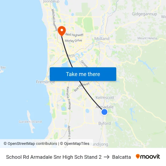 School Rd Armadale Snr High Sch Stand 2 to Balcatta map