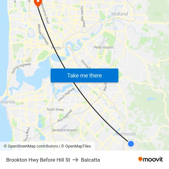 Brookton Hwy Before Hill St to Balcatta map