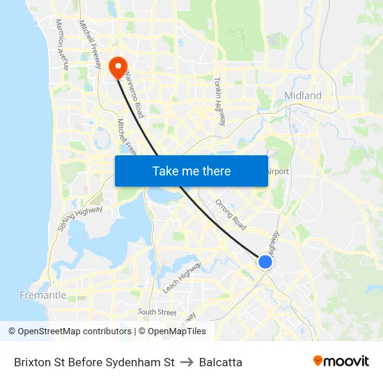 Brixton St Before Sydenham St to Balcatta map