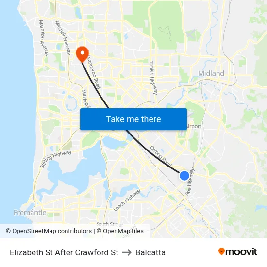Elizabeth St After Crawford St to Balcatta map