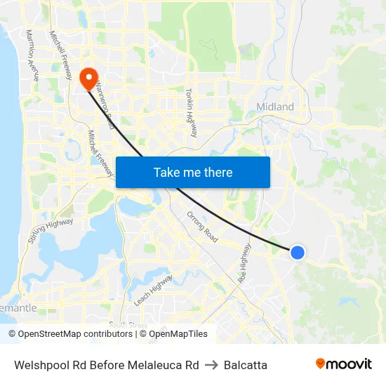 Welshpool Rd Before Melaleuca Rd to Balcatta map