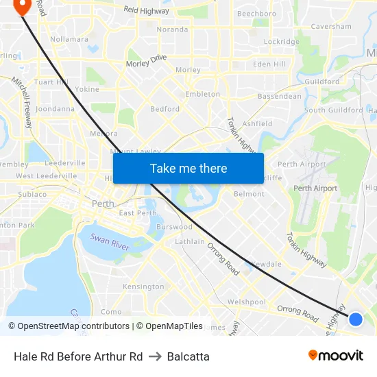 Hale Rd Before Arthur Rd to Balcatta map
