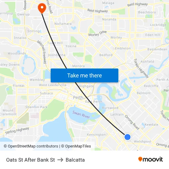 Oats St After Bank St to Balcatta map