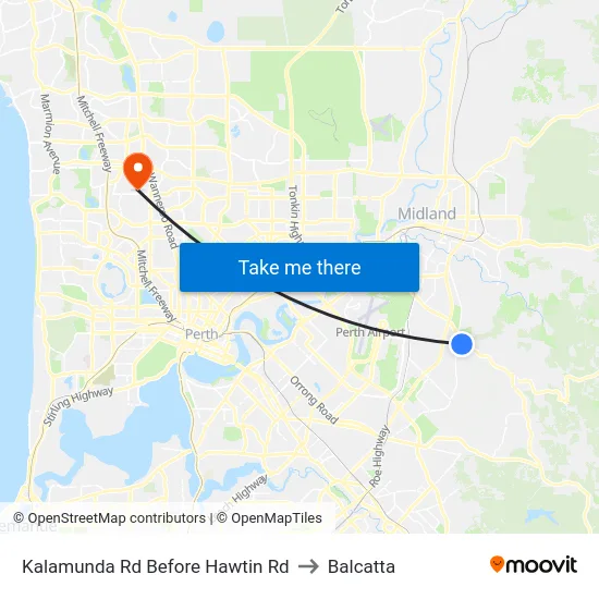 Kalamunda Rd Before Hawtin Rd to Balcatta map